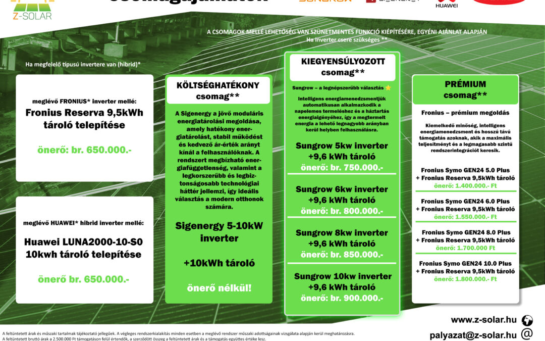 Otthoni Energiatároló Program (OEP) Csomagajánlatok